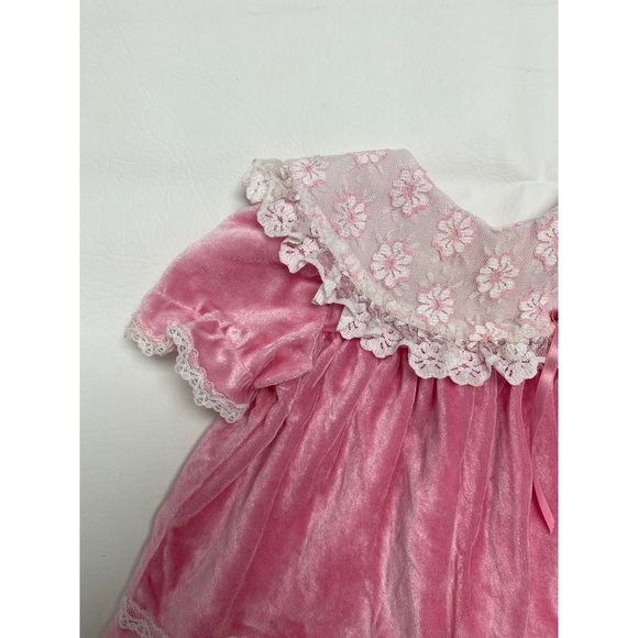 Bryan & Co. Vintage Toddler Girls Pink Velvet and Lace Dress Size 9 months - Picture 10 of 15